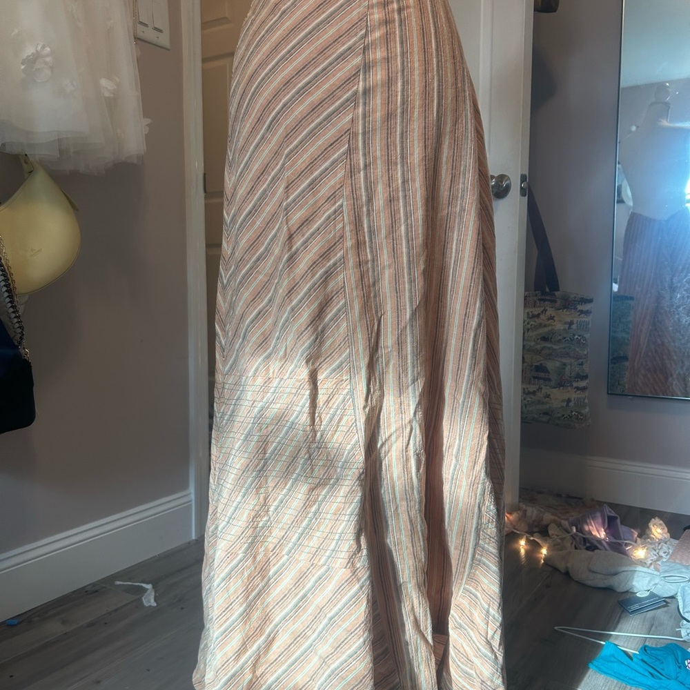 Striped Maxi Skirt in Peach and Cream Tones